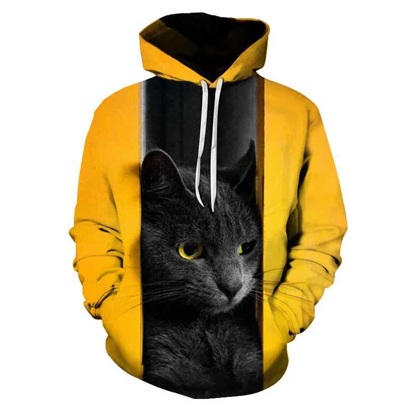 New super cute 3D cat hooded sweatshirt suitable for both men and women. Diy hooded autumn boy and girl animal white streetwear W250108