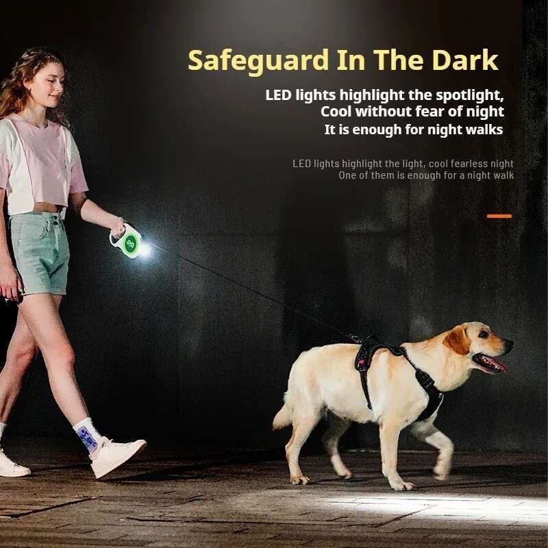 Explosive Technology Night Outdoor Pet Dog Supplies LED Light Automatic Retractable Traction Rope