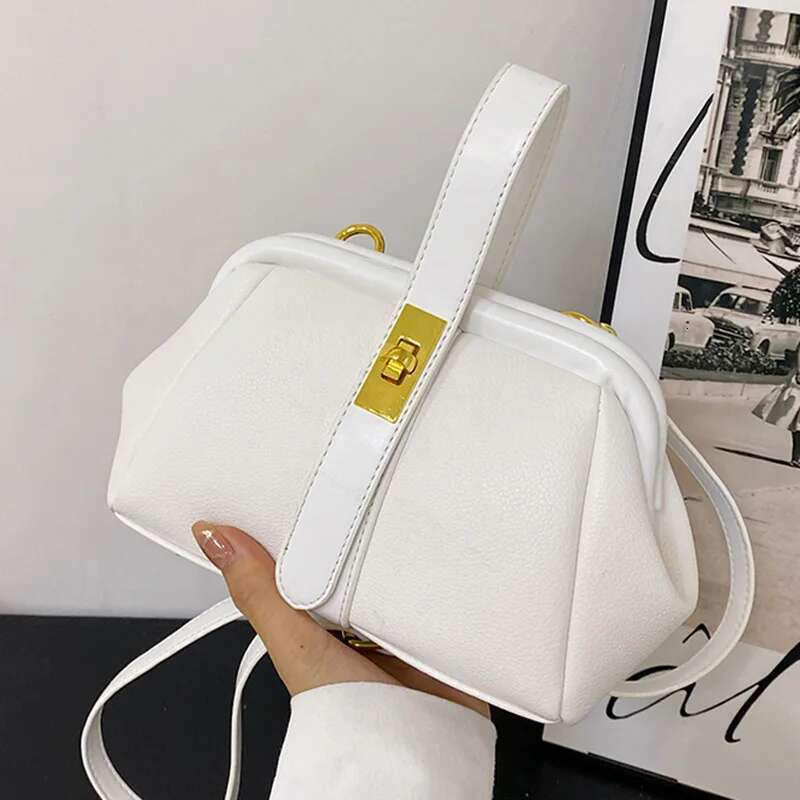 Designer Women Orange PU Leather Small Handbag Clutch Sier Shell Clip Bag Female Gold Blue Crossbody Shoulder Bags