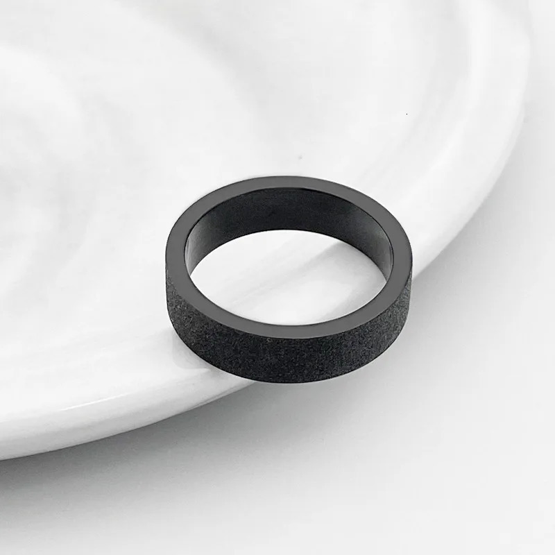 Simple 3mm 5mm Woman Mens Couple Black Ring Matte Finished Finger Ring Jewelry for Male Wedding Bands Gift 250107