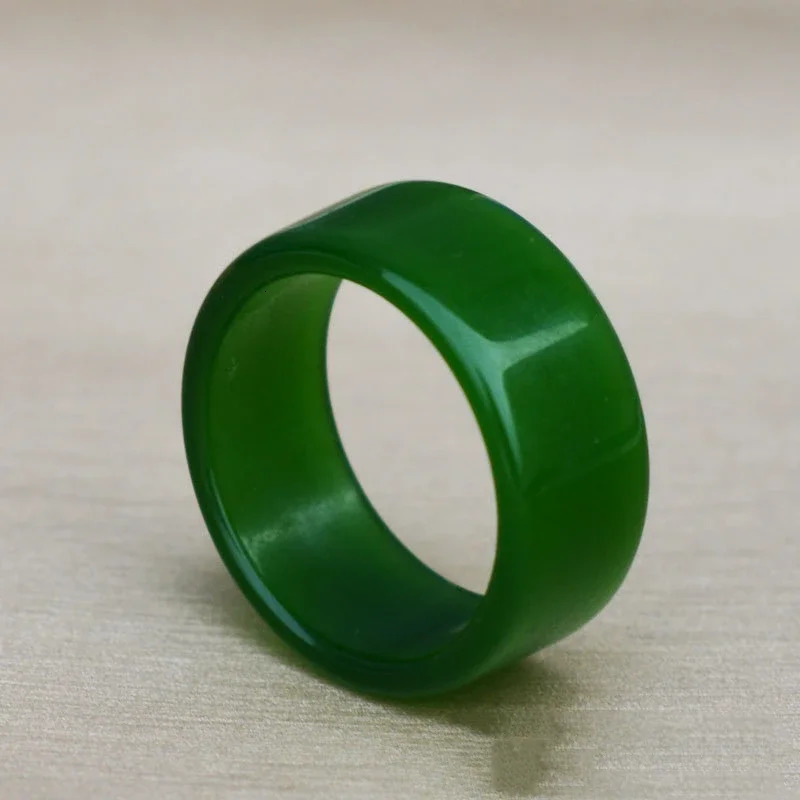 Natural Chinese Green Hand-carved Jade Ring Fashion Boutique Jewelry for Men and Women Jasper Ring Gift 250107