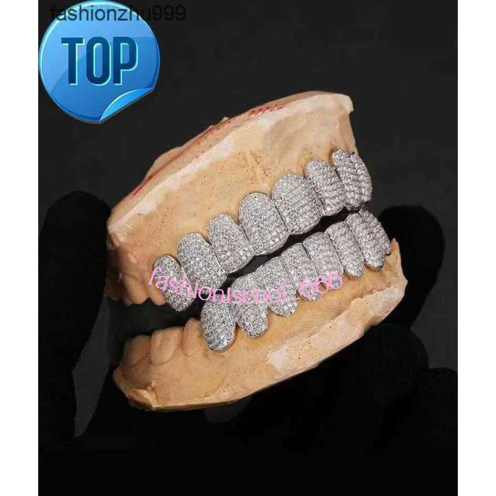 mouth grills Exclusive customization Moissanite Teeth Grillz iced out Hop Sier decorative braces Real Dia Bg Tooth Grills For Men