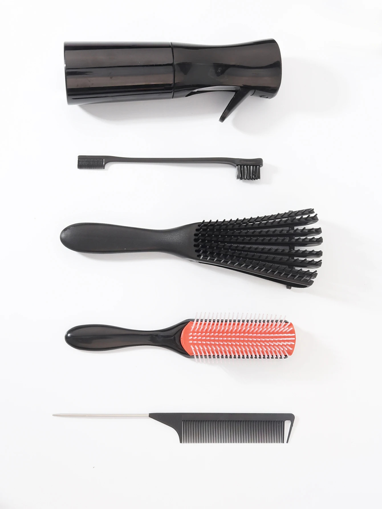 5pcs/set Detangling Anti Static Hair Brush Curly Hair Curved Rat Tail Comb Set Salon Hair Tools Suitable For All Hair Types 250106