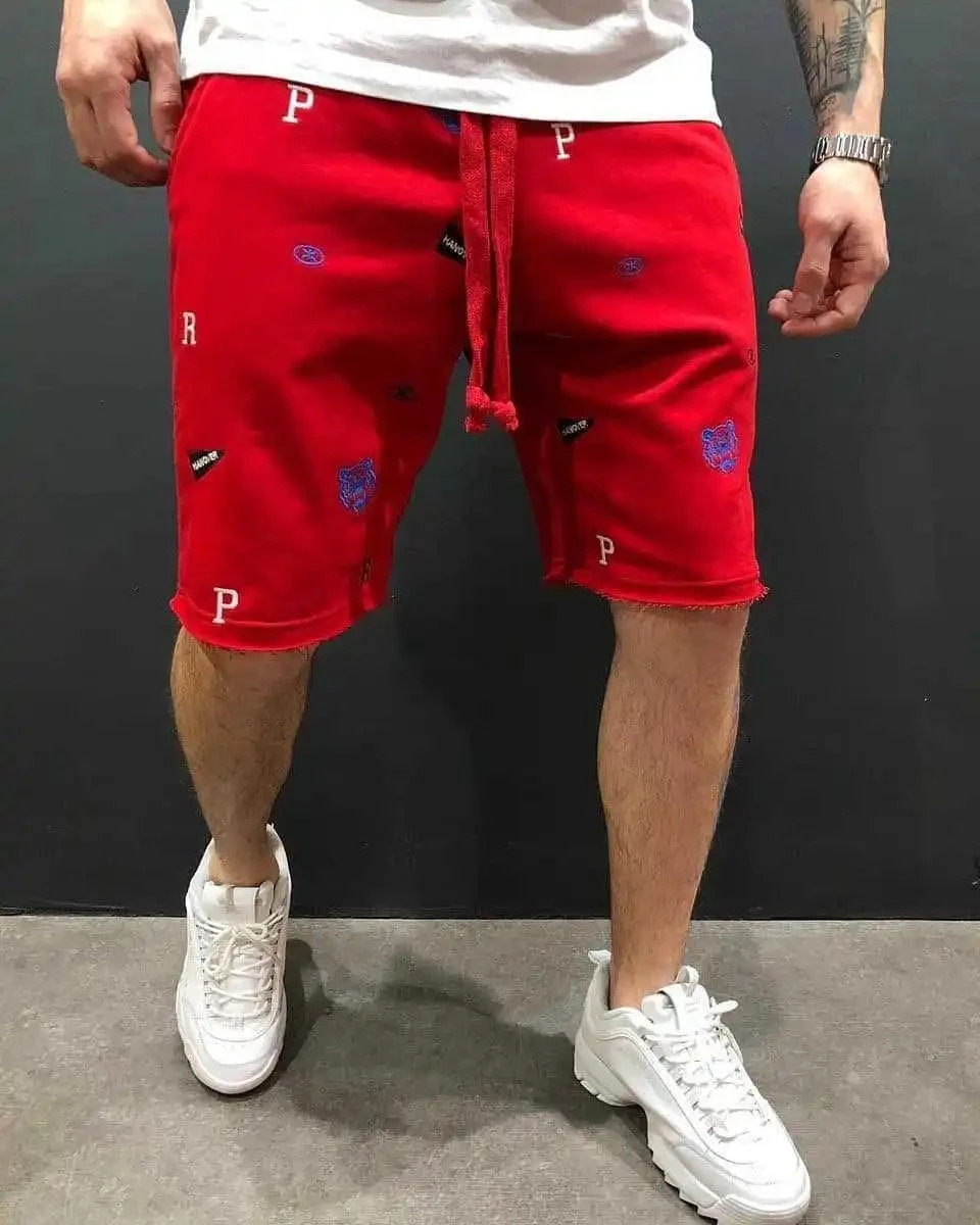 2024 Summer Men Cargo Shorts Jogging Gym Fitness Casual Embroidery Short Pants Street Trend 250106