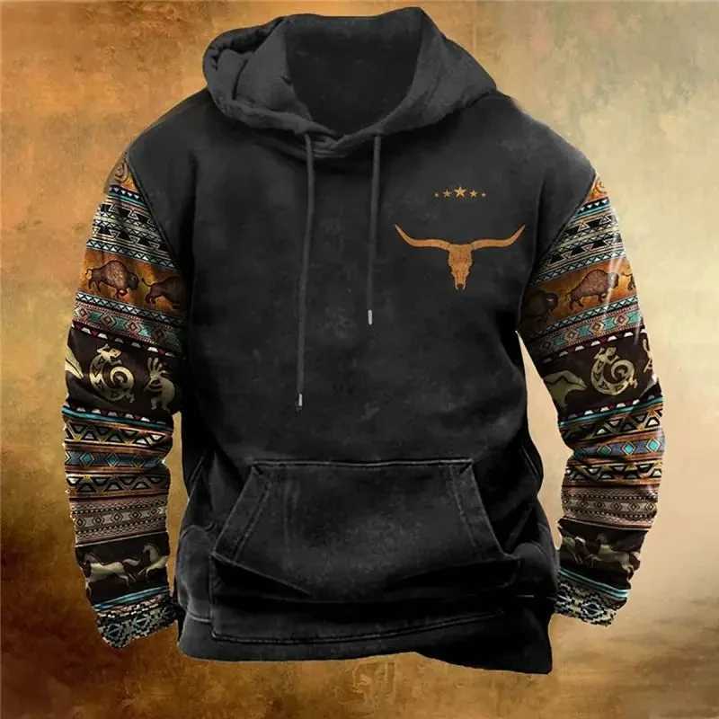 Retro Mens Hoodie 2024 Casual Long Sleeve Zipper Ropa Hombre Harajuku Printed Top Street Clothing Oversized Sportswear Hoodie W250108