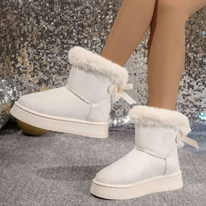 Women Boston Boots Snow Boots Winter 2024 Platform Boots Cashmere Warm Thick Soles Cotton Shoes for Women Zapatos De Mujer 250103