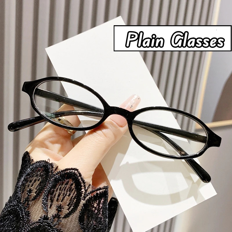 4 Colors Y2K Spice Narrow Frame Anti-blue Plain Glasses Retro Small Frame Oval Women Glasses Clear Computer Protection Glasses 250107
