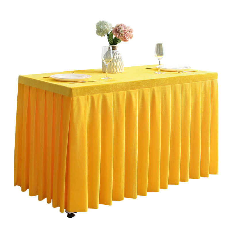 Conference, Exhibition and Celebration Solid Color Golden Velvet Tablecloth