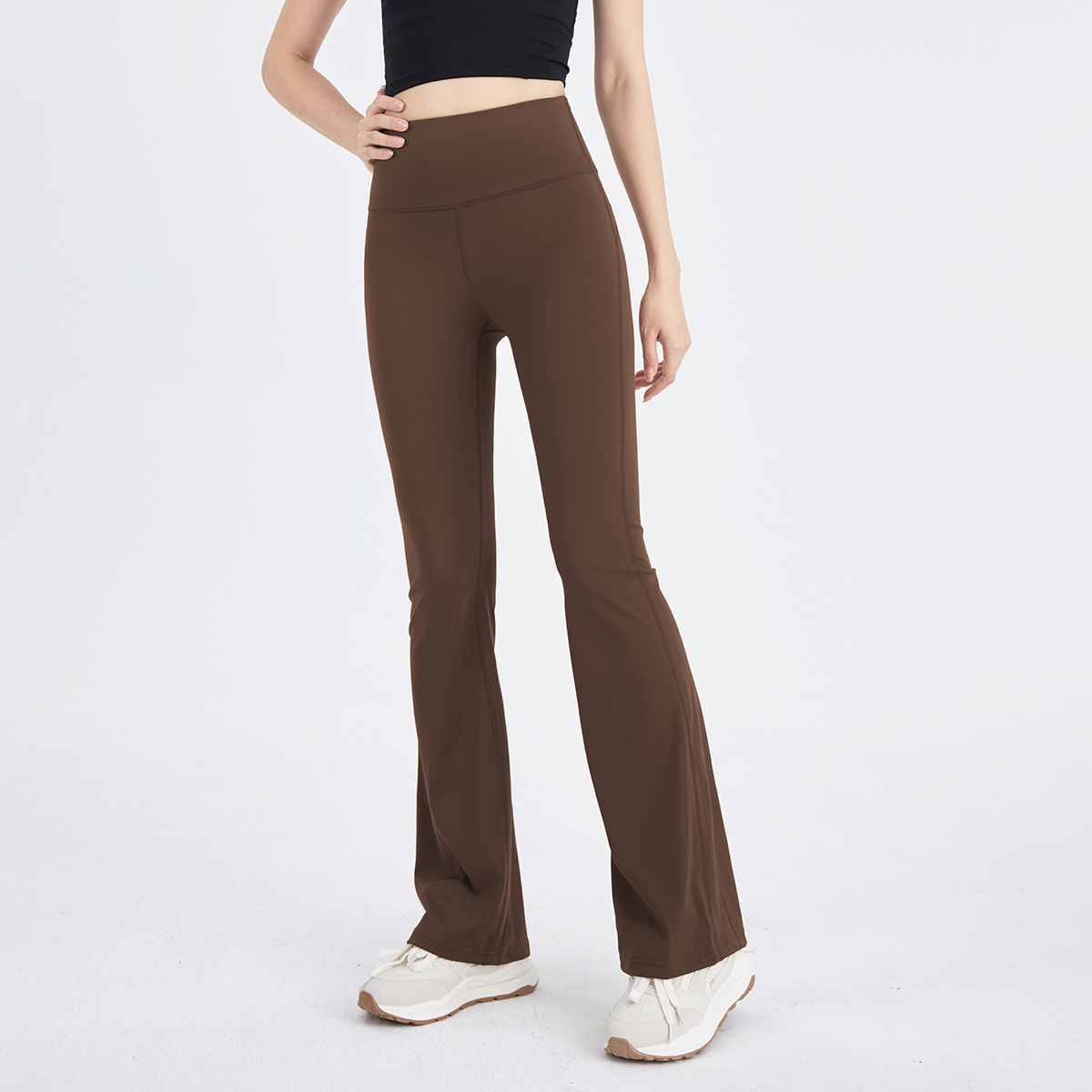 High quality women's yoga bell bottom pants with high waist and hip lifting worn for slimming dance training naked feeling exercise and fitness