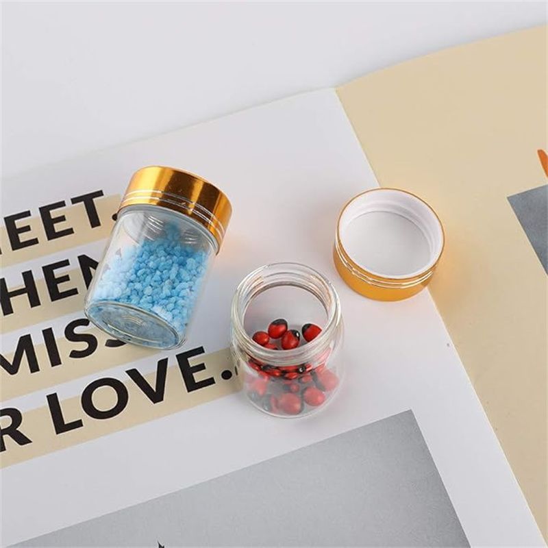 1000pcs 16*26.5 mm 2ml Golden Plastic Screw Cap Glass Bottles Empty Transparent DIY Glass Decorative Vials Jars