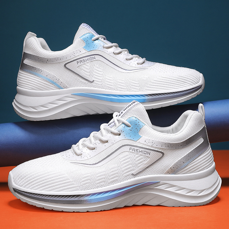 Men Sports Shoes Thick Sole Anti-slip Mesh Breathable New Fashion Outdoor Running Sneakers Triple Black White Grey Free shipping