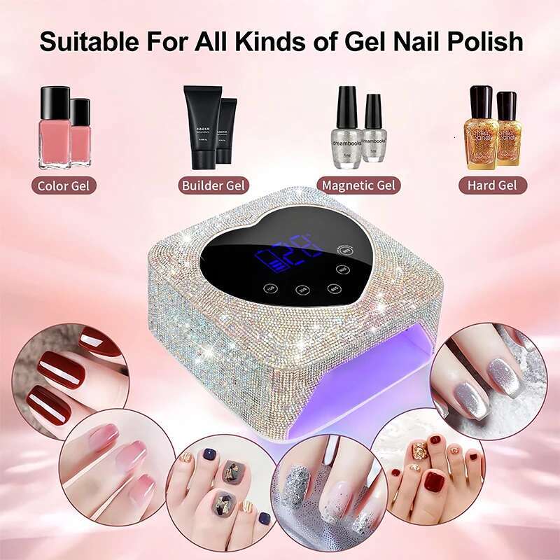 Rechargeable LED Lamp 72W Cordless UV Light for Nails With Rhie Heart Shaped Manicure Pedicure hine Nail Tools