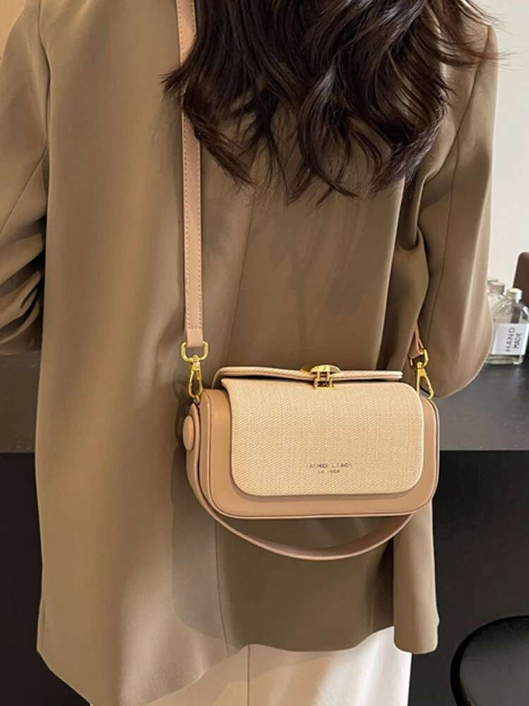 Korean Trendy Women Small Square 2024 Simple Flap Design PU Leather Crossbody Bag Lady Casual Handbags