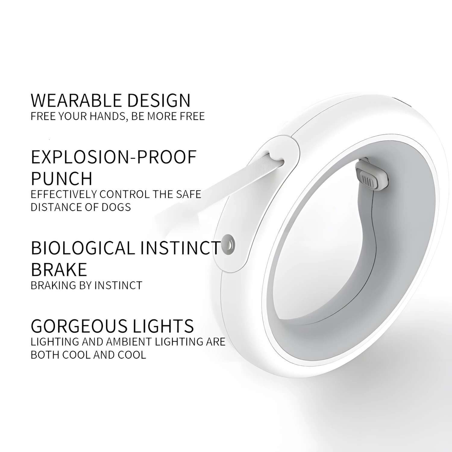 Automatic Retractable UFO Ring 3M Hand-Free Traction Dog Collar With LED Night Light Walking Pet Leash Rope