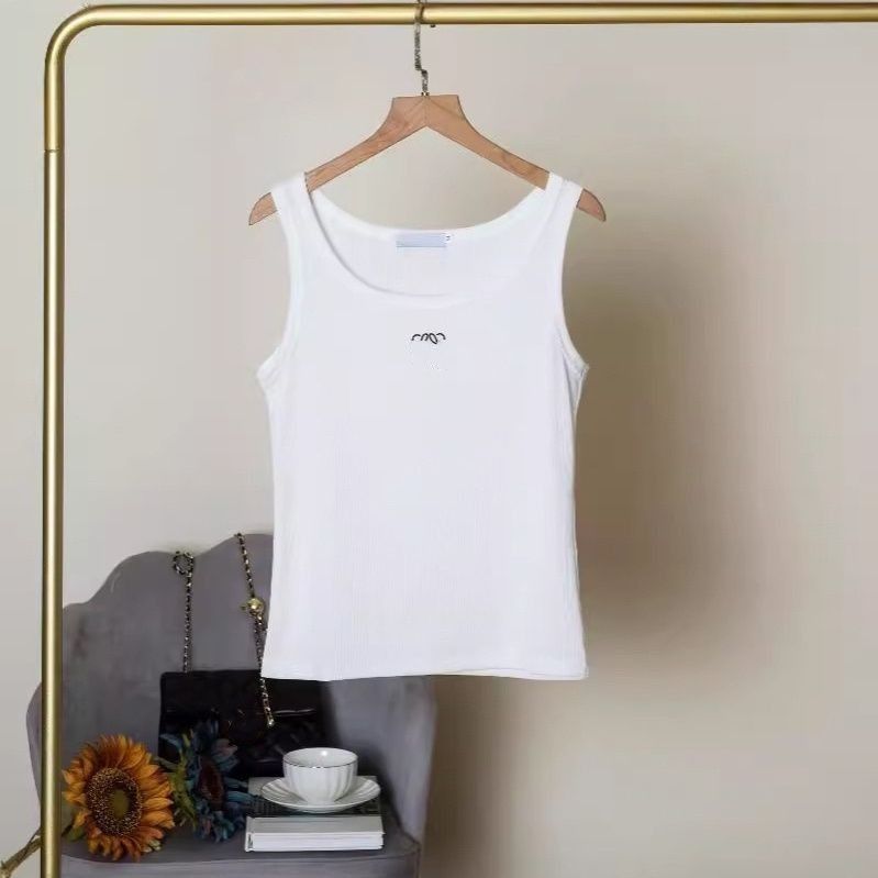Summer slim women's cotton logo embroidery waist designer vest SMLXL