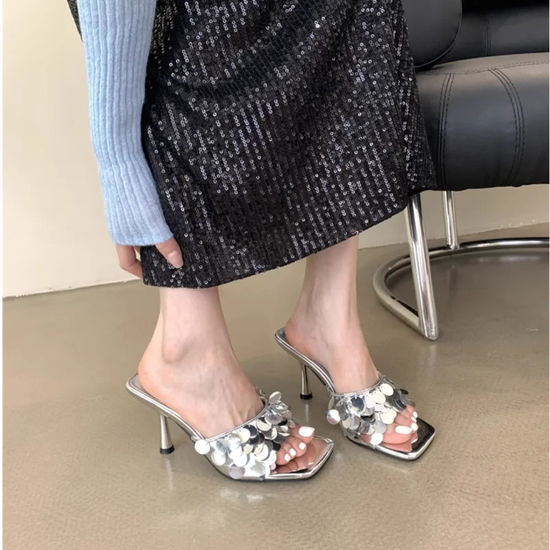 Summer Open Toe Breathable Stiletto Sexy Elegant High Heels Fashion Comfortable Casual Slippers Womens Shoes Zapatos Mujer 250107