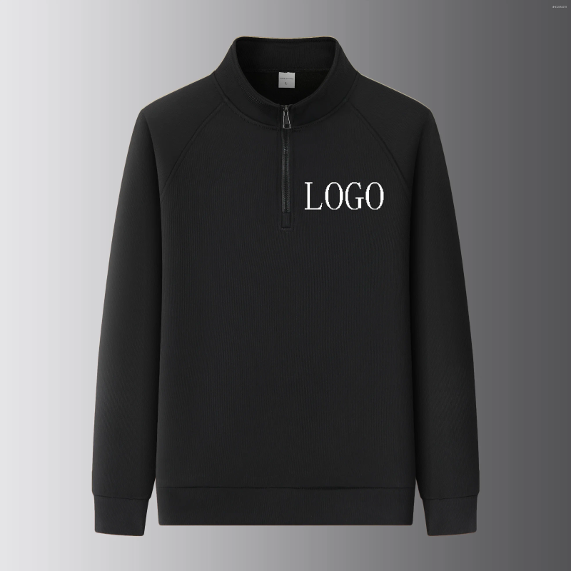Men's Hoodies Customize Your Own Brand Company Store Logo Warm Sports Jacket Half Zip Loose Thick Long Sleeved High Neck Quick Drying