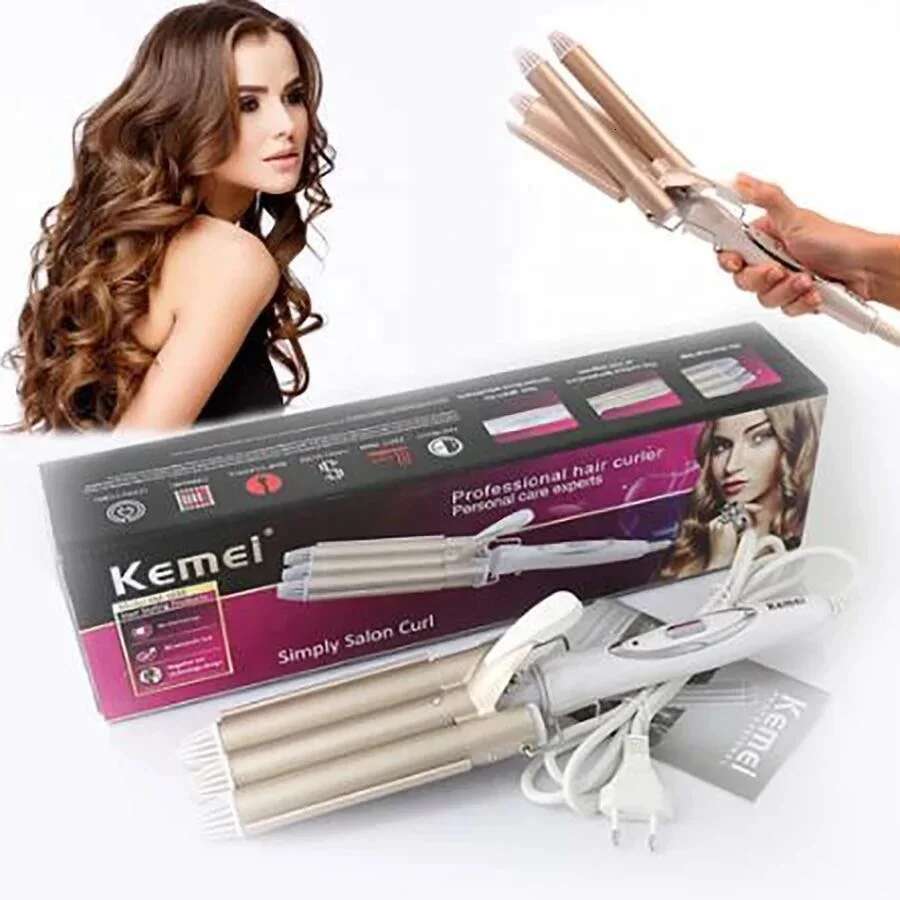 Electric Curler Waver Styler KM-1010 Curg Iron 2 In 1 Hair Straightener