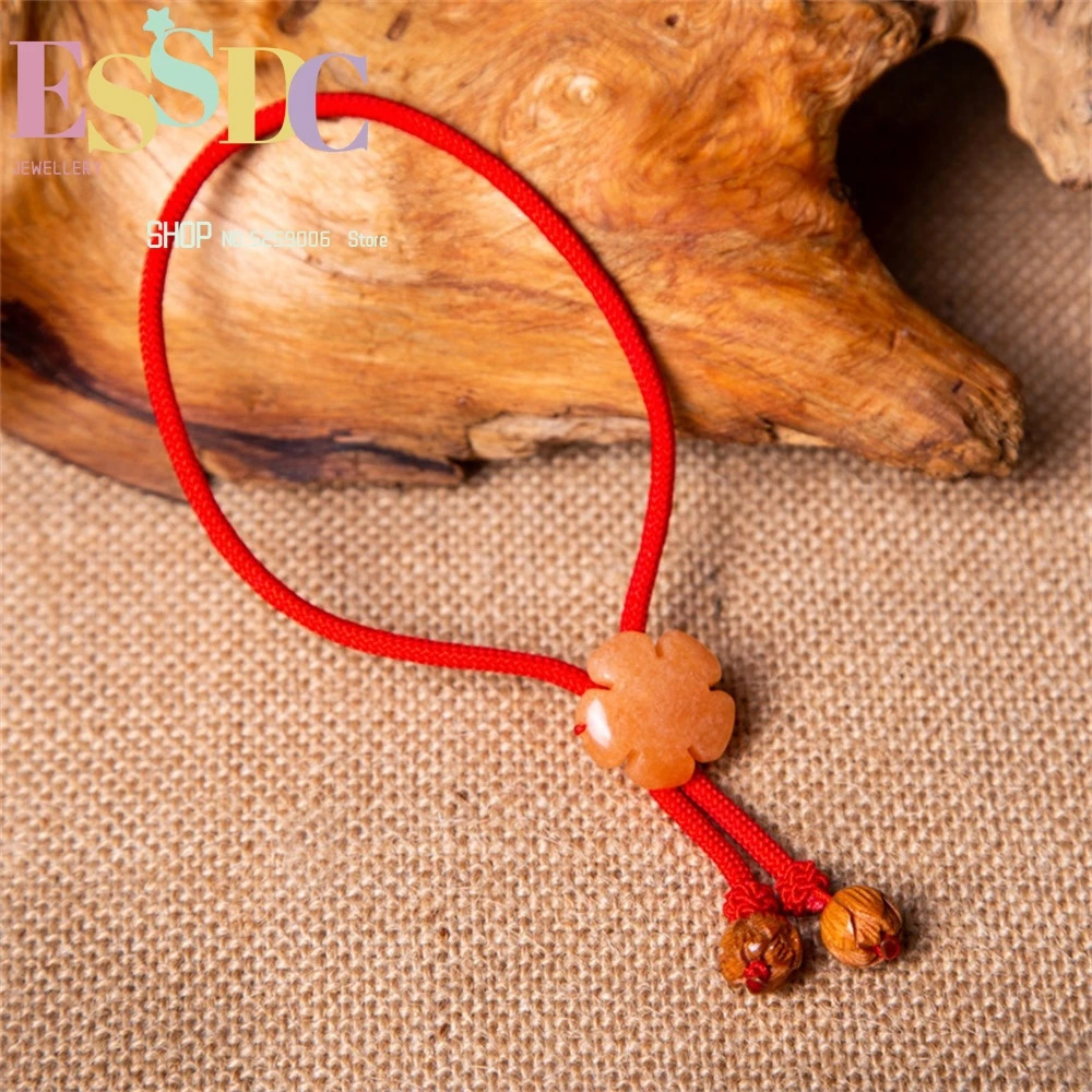 Dongling Jade Agate Hand-woven Red Rope Transfer Sen Series Retro Womens Sexy Ladies Anklet Simple Generous And Fashionable 250107