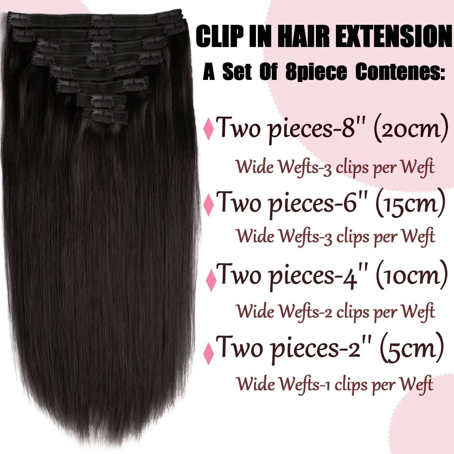 Human Brazilian Straight In Natural Black Color Clip Ins Remy Hair 20 22 24 26 Inch 4# Women