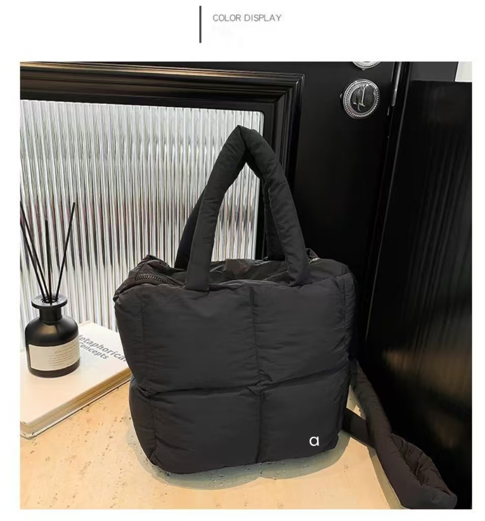 A183 Quilted Puff Tote Bag Women Space Down Feather Padded Space Cotton Soft winter warm bucket Crossbody Shoulder Bags Lightweight Yoga