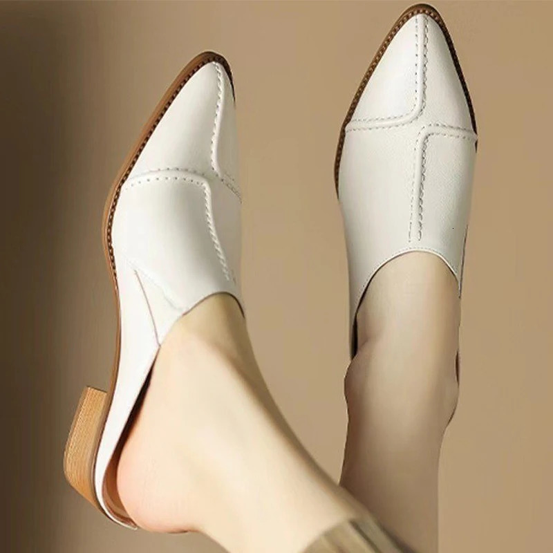 Women Slippers Chunky Mules Shoes Summer Mid Heels Sandals Fashion Slingback Flip Flops Casual Shoes Dress Pumps Slides 250107