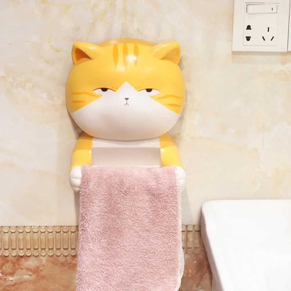 Toilet roll holder waterproof convenient and eye proof PVC cute cat toilet roll holder paper holder Y250107