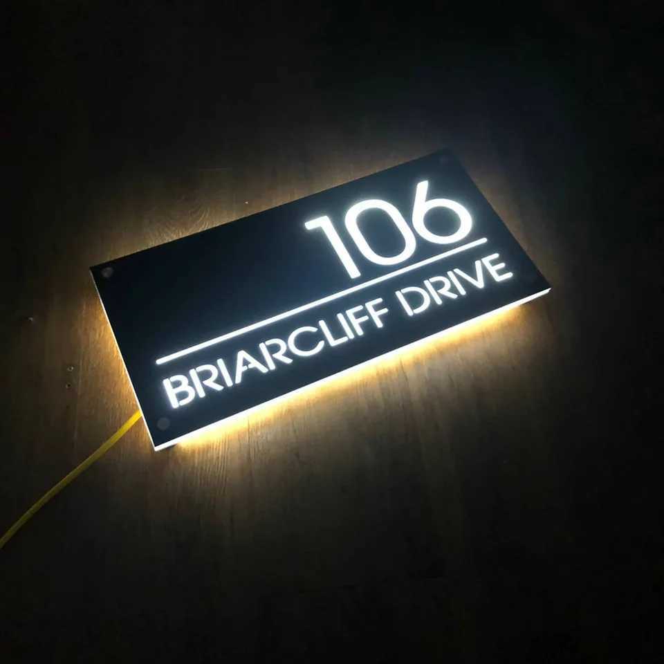 Interior Decorations Customize lighting numbers for House Street Backlit personalize modern residential and sign horizontal addresses H250108