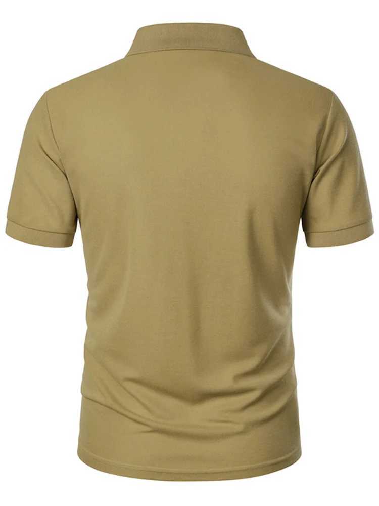 Mens solid color short-sleeved button-down T-shirt Casual top Casual fashion everyday solid color short-sleeved T-shirt casualXJ250108