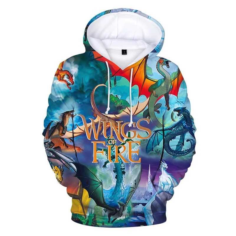 Fire Dragon Wings Mens Graphic Hoodie 3D Printed Novel Pulling Sports Shirt Casual Super Large Mens Street Clothing Hoodie W250108