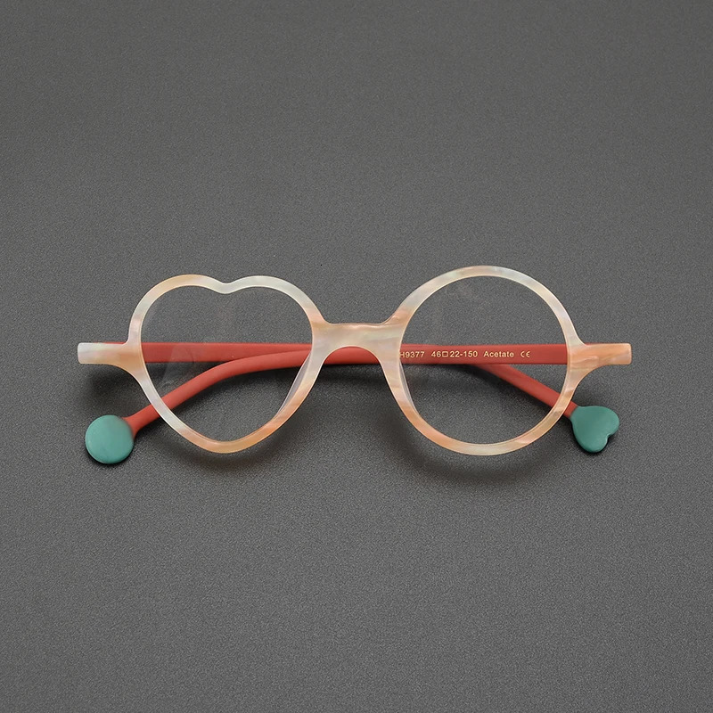 High quality individual hand frosted multicolor glasses frame heart-shaped sweet and cute fashion niche hip hop optical glasses 250107