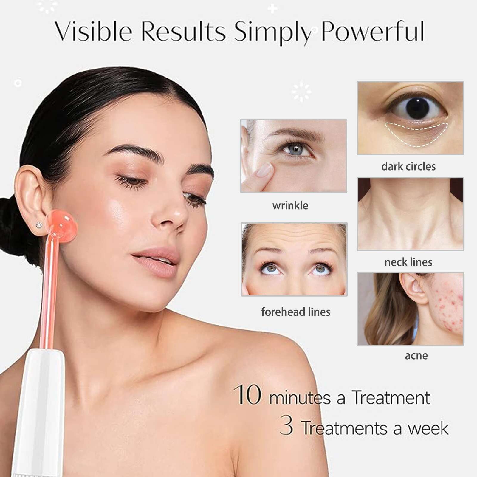 Darsonval New High Frequency Device electrotherapy Neon & Argon per Remove Wrinkles Acne Facial Therapy Wand