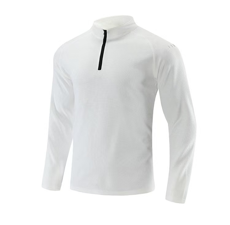 LY03 Men Running Sports Long Sleeve T-shirt Men's Style Stand-up Collar Half Zipper Shirt Training Fitness Clothes Training Top Elastic Quick Dry