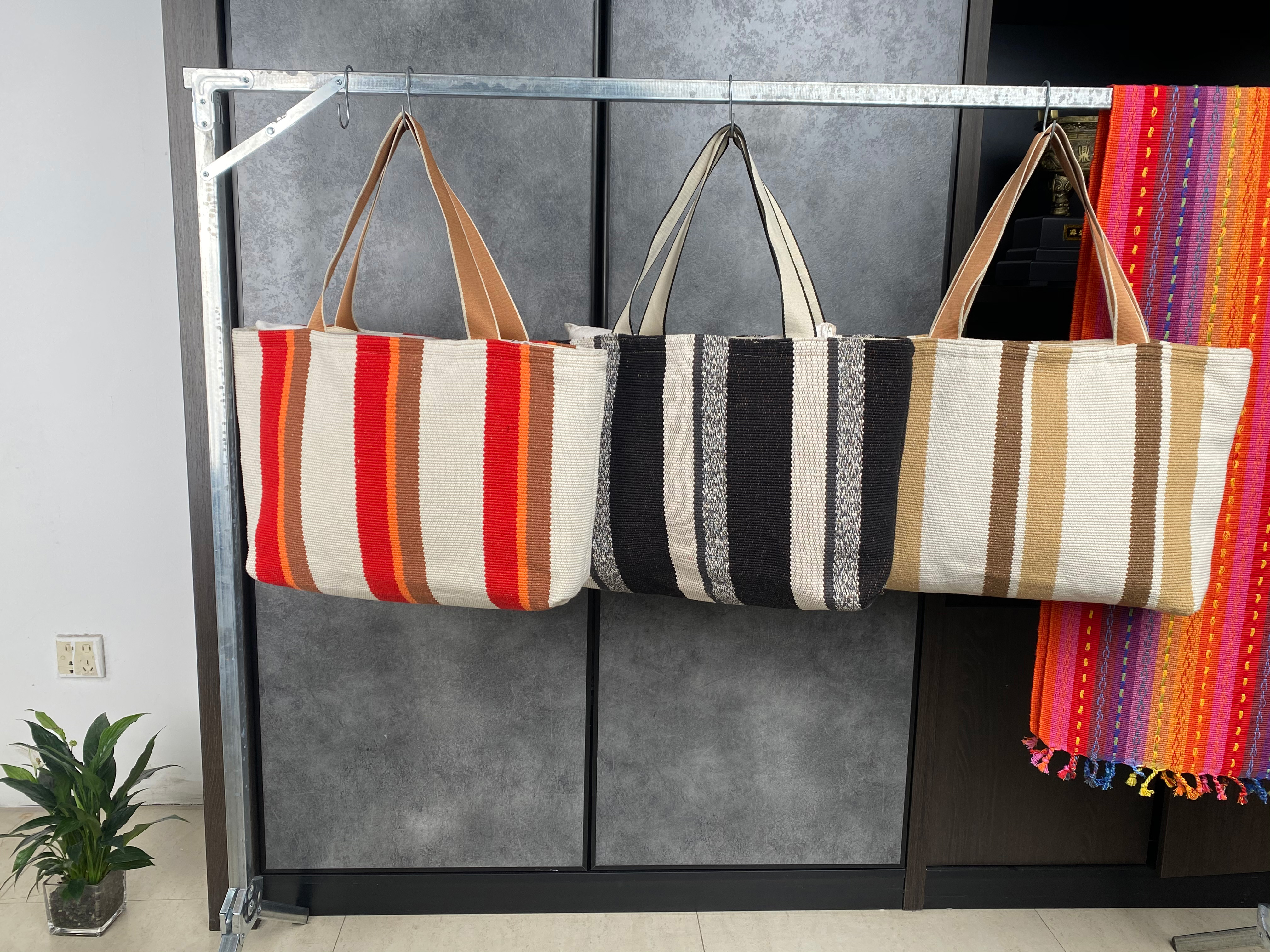 Vintage Handmade Coarse Cotton Shoulder Tote Bag
