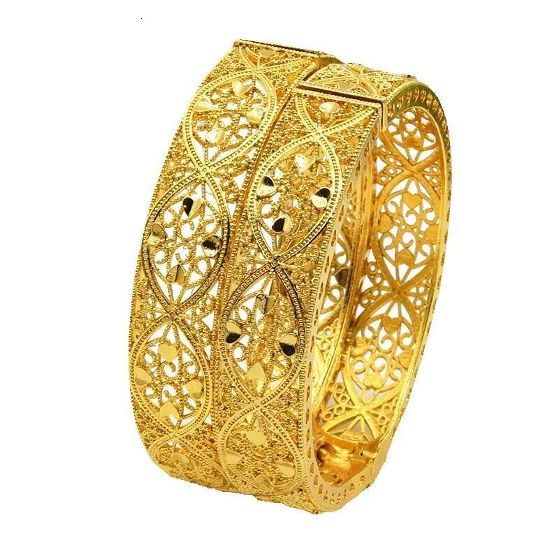 Dubai 24k Gold Plated Bangles Luxury Indian Bangle African Women Hard Bracelets Charm Wedding Ethiopian Arabic Hand Jewelry