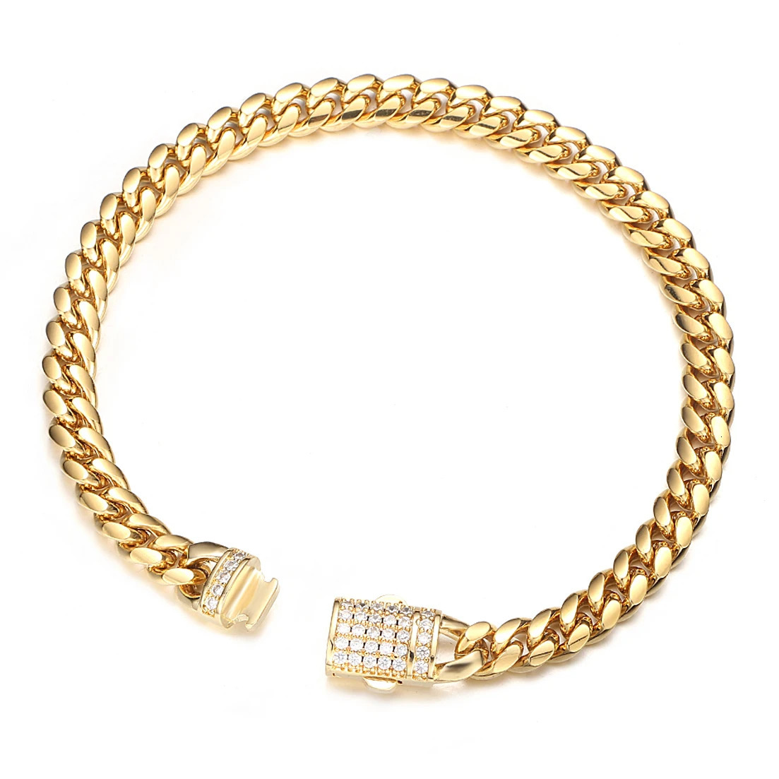 68101214mm Men Chain Bracelet Stainless Steel Curb Cuban Link Chain Bangle for Male Women Hiphop Wrist Jewelry Gift 250107