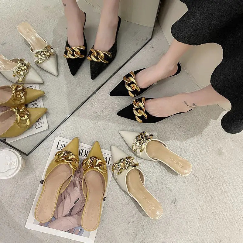 Summer Style Low Heels Womens Slippers Net Infrared Wear Fashion Thick Heel Ladies Slippers 250107