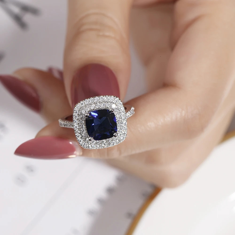 6 style Real 100% 925 Sterling Silver Rings finger Jewelry Eternal natural Blue Sapphire Wedding Engagement Ring for Women 250106