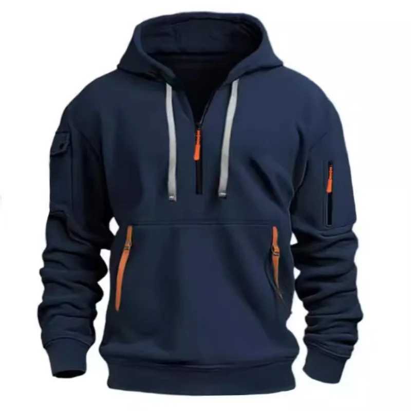 New autumn and winter mens design multi zipper hoodie outdoor long sleeved hoodie fashionable casual fitness zipper W250108