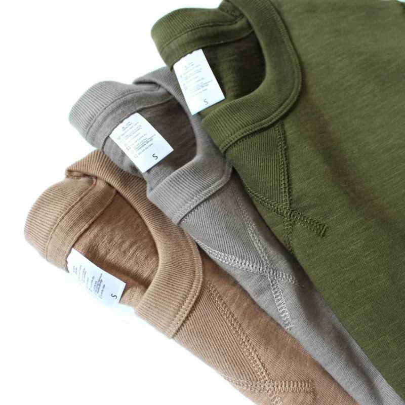 High Quality Heavy duty 300g cotton T-shirt mens seamless woven bamboo cotton short sleeved T-shirt top unisex clean fit design collar underwear T2501