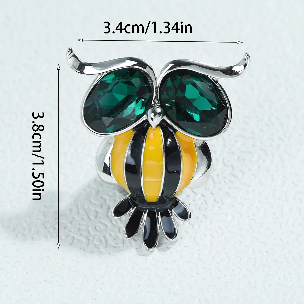 ICEYYSilver Enamel stripe Owl Brooch Big Eye Animal Lapel Pin Mens Suit Badge Scarf Buckle Clothing Party Women Accessories 241230