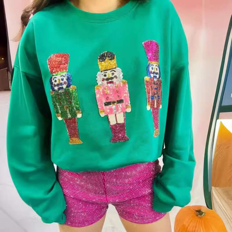 Cross Border Foreign Trade, European American Printing, Autumn And Winter Round Neck Hoodie, Top, Women's Top