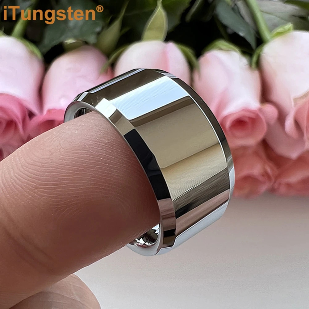 681012MM Men Women Tungsten Carbide Ring Wedding Band Engagement Ring With Shiny Polished Beveled Comfort Fit 250107