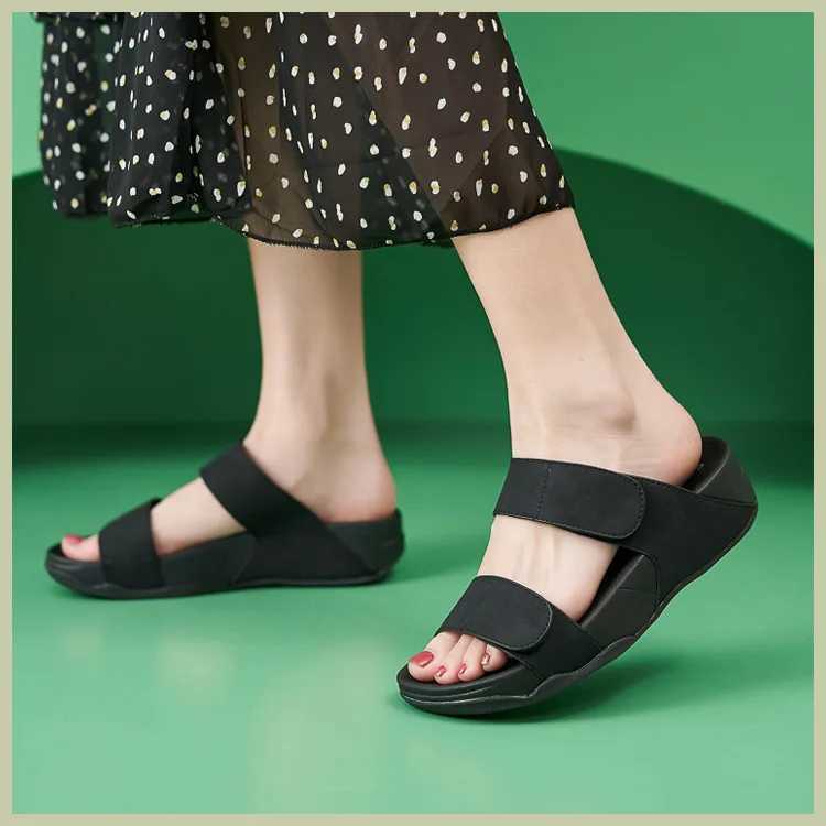 New Arrival SIKETU brand summer fashion wedge slider womens hook and loop platform soft and comfortable slider solid color sewing thread anti slip T25