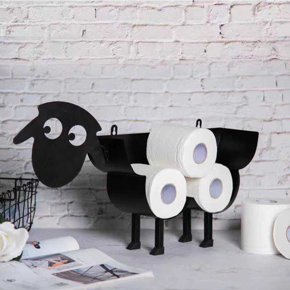 Metal sheep toilet paper roll holder black kitchen paper holder used for toilet paper holder shape decoration toilet paper holder Y250107