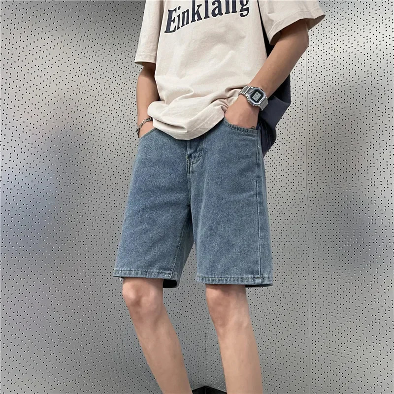 Casual Loose Straight Mens Denim Shorts Stylish Korean Version Summer Student Five-Point Medium Pants Cool and Attractive 250107