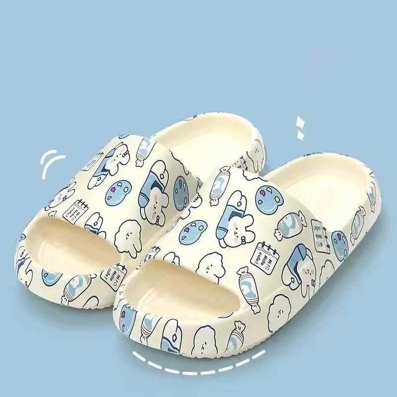 New Arrival Home Cute Cartoon Animal Bear Printed Slippers Womens Summer Thick Bottom Indoor Cloud Shower Womens Slippers Sandals T250108