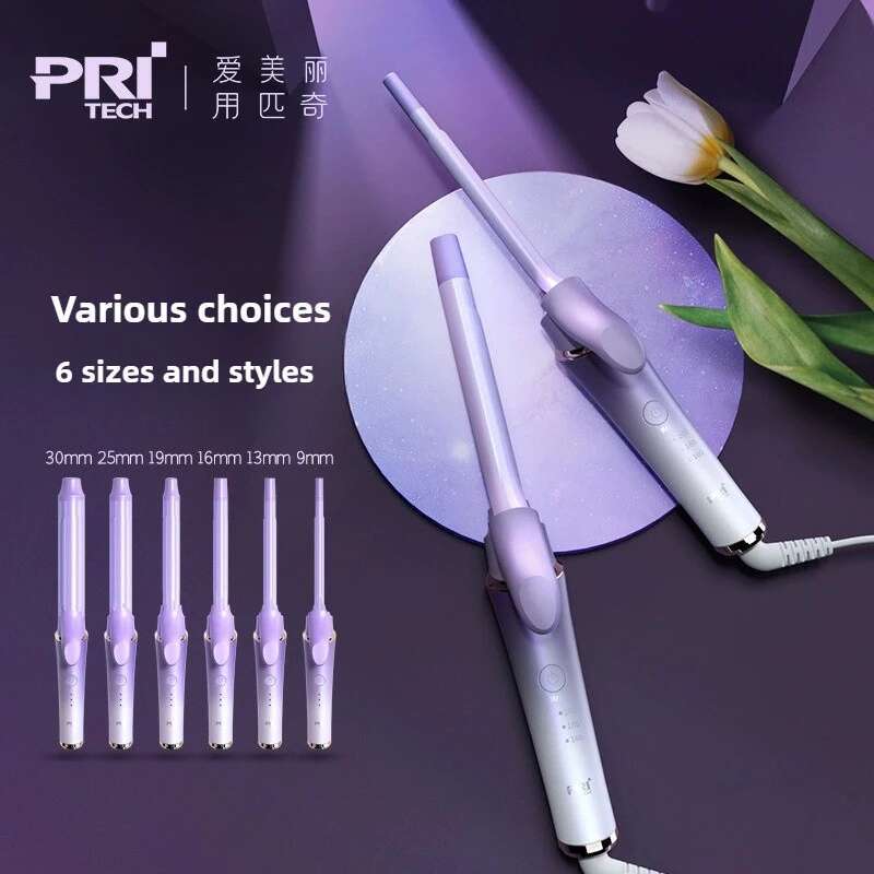 Pritech Curlers Conical Curg Iron Single Tube Ceramic Glaze Pear wer Cone Electric Curly Hair 9/13/16/19/25/30MM