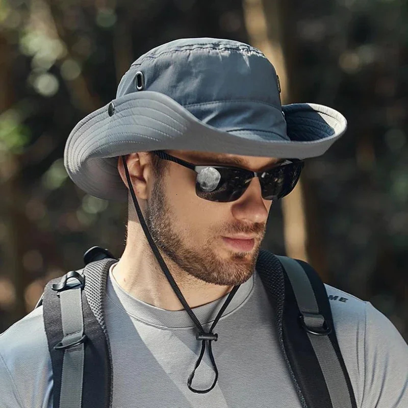 Summer Bucket Hat for Men Fisherman Cap Fishing Outdoor Sunshade Big Brim Sunscreen Riding Hiking Suncreen Sunhat 250107