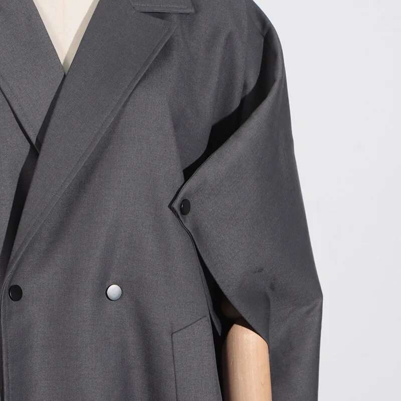 HKSH Fashion Trend Women's Long Windbreaker 2024 Autumn New Personalized Splicing Trench Design High Street Trendy Jacket Hk3066